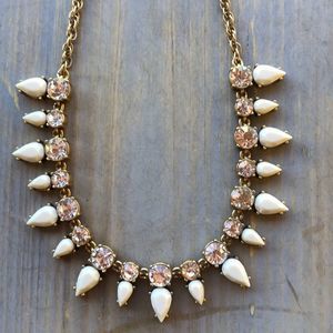 J Crew NWT Clear Crystal Creme Beaded Teardrop Necklace!